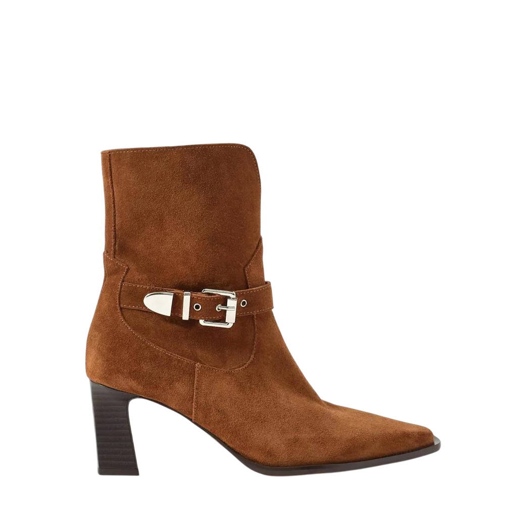 Mint Velvet Blair Tan Suede Buckled Ankle Boots
